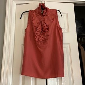 J. Crew Rose colored ruffle collar silk tank blouse size: 0